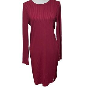 GB Burgundy Ribbed Midi Dress, Stretchy, Soft, Lightweight, Sz XL